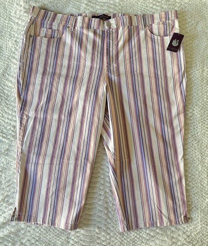 GLORIA VANDERBILT Amanda capri Mujer Talla 22W Cinta Rosa/Rayas Pantalla