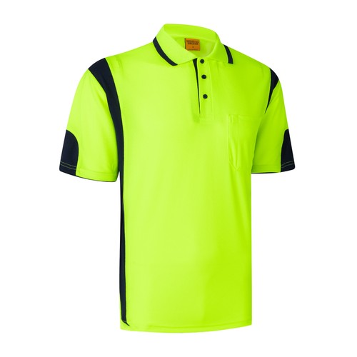 2 3 5 PACK HI VIS POLO SHIRT ARM PANEL PIPING WORK WEAR COOL DRY SHORT SLEEVE - Picture 14 of 24
