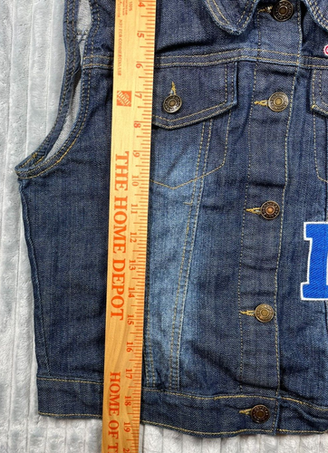Crystal Vogue Youth XL Denim Sleeveless Motorcycle Vest w/ Love Themed Patchwork - Picture 9 of 13
