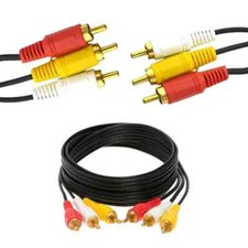 3 RCA Male to 3 RCA Male Cable Stereo AV Audio Video Composite Gold Plated 6 Ft