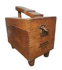 Vtg Old Wood Esquire Shoe Valet De Luxe Dove Tailed Box w/Brush & Polishes Decor
