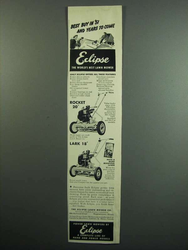 Eclipse Duo-Master Mower Briggs & Stratton decal set Early 60's Of