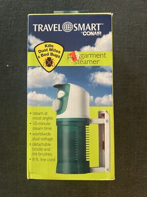 Conair Travel Smart Pro Garment Steamer Kills Dust Mites/Bed Bugs Green Open Box