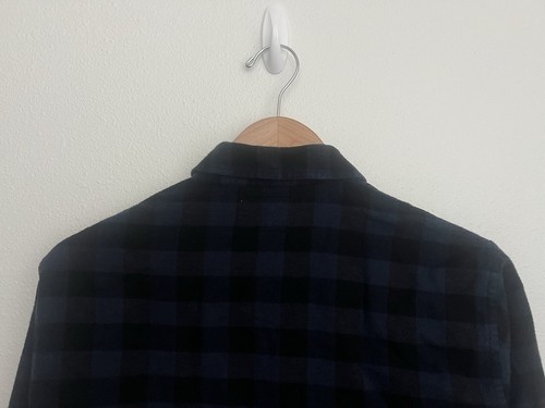 Sandro Paris Men’s Printed Cotton Blue Black Check Overshirt Flannel Size Small - Picture 6 of 9