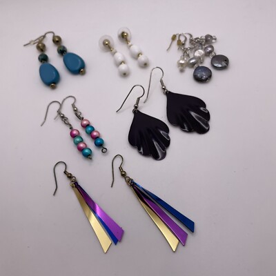 Lot Of 6 Costume Earrings Pierced Dangle / Drop  -  Some Bead