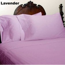 King Lavender Striped 4 Pc Bed Sheet Set 1000 Thread Count 100 Egyptian Cotton