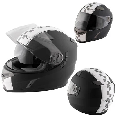 Casco Integrale Moto Scooter Touring Visiera Interna Parasole Viaggio Nero