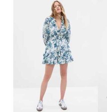 New women's XS M Gap x LoveShackFancy blue Floral ruffle Mini dress
