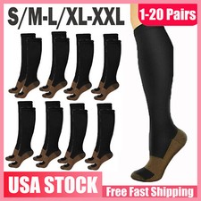 1-20 Pairs Compression Socks Hg Knee High Copper Mens / Womens S-M/L-XL/XXL Lot