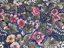 By 1/2 Yd Joan Kessler by Concord Vintage Green Pink Floral Cotton BTHY Fabric