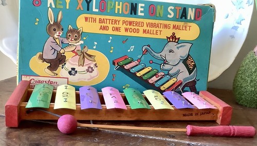 Vintage 1950’s Cragstan 8 Key Xylophone On Stand Toy Original Box 9.5x4.5” Japan - Picture 6 of 6