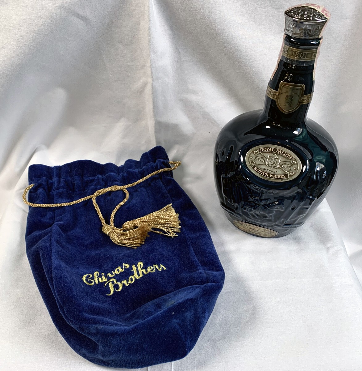 Empty Blue Royal Salute Scotch Whisky Bottle Wade Chivas