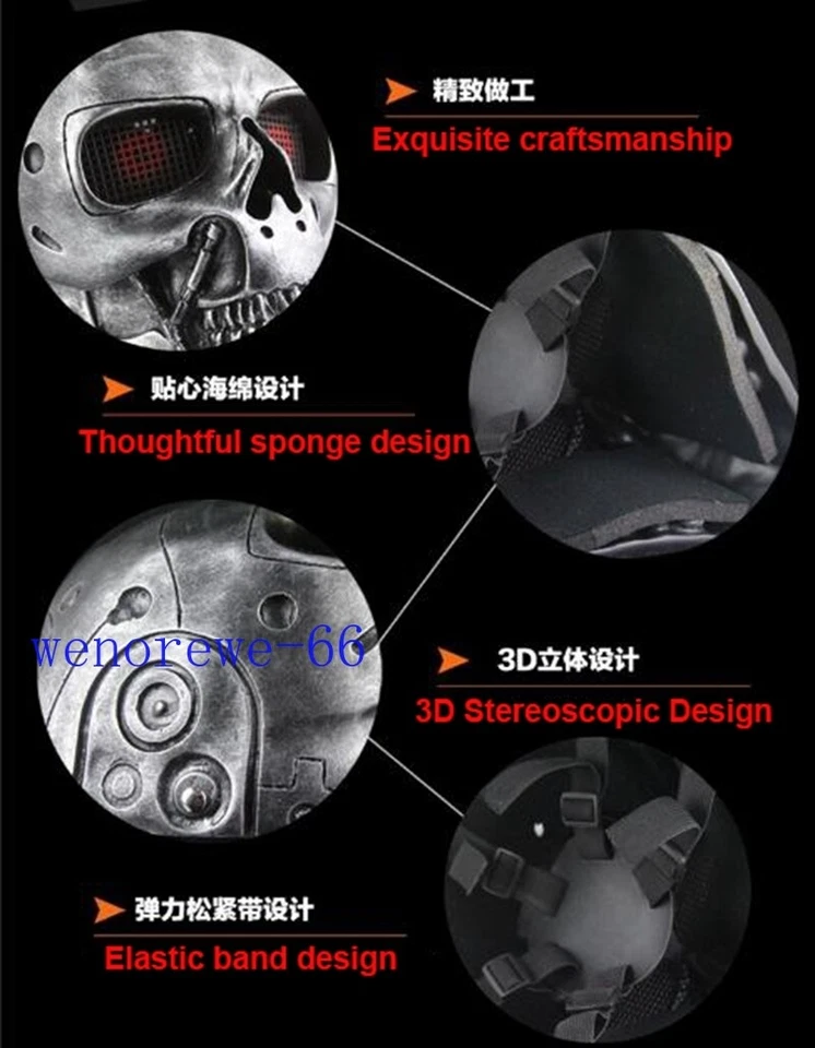The Terminator Robot Full Face Mask 1PC Resin Mask Halloween Party Cosplay Props - Image 3 of 4