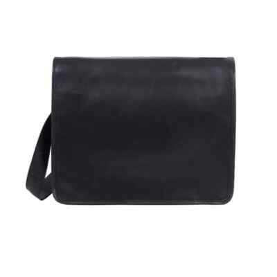 Rustic Black LARGE Leather Messenger Shoulder Bag Cross Body