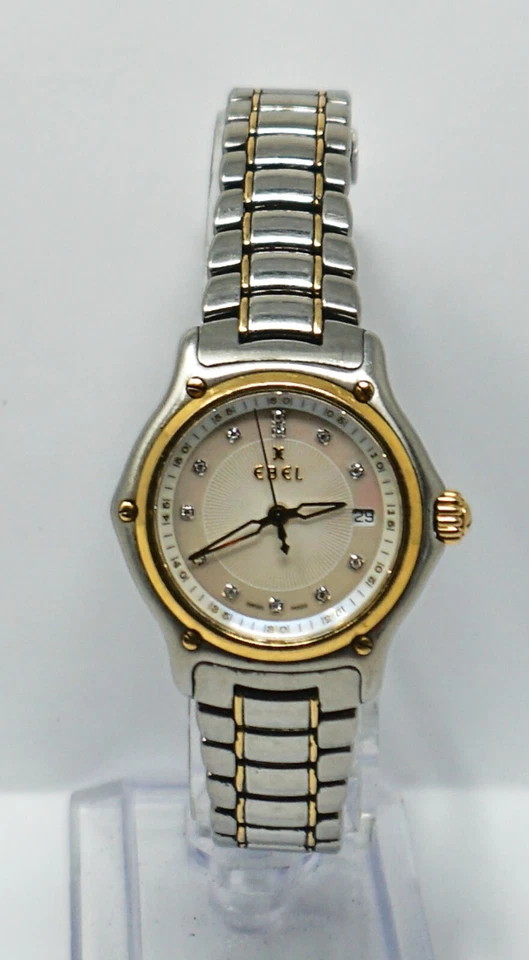 Reloj de pulsera Ebel 1911 para dama de oro de 18 quilates (bisel de oro de 18 quilates, esfera de perlas, #18K-750) Foto 2 de 4