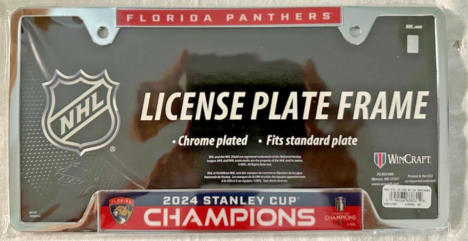 Florida Panthers METAL CHROME LICENSE PLATE FRAME 2024-25 STANLEY CUP CHAMPIONS - Image 3 of 3