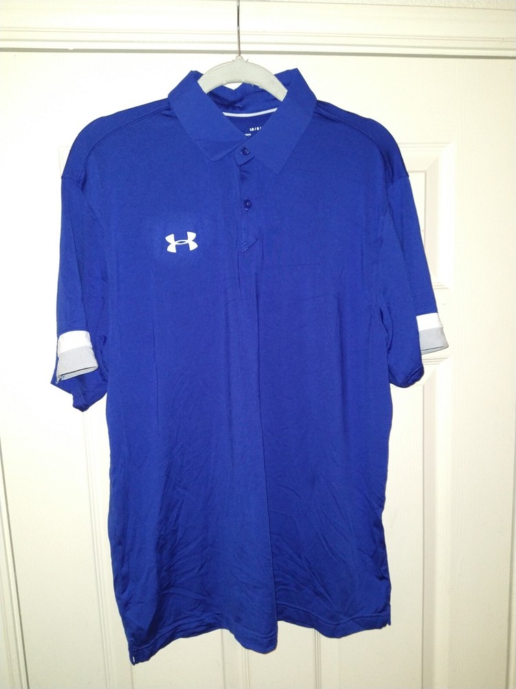Under Armour Loose Heatgear Blue Polo Shirt Men's sz Large
