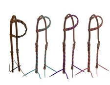 Showman Argentina Cow Leather Single Ear Headstall w/ Colored Lacing