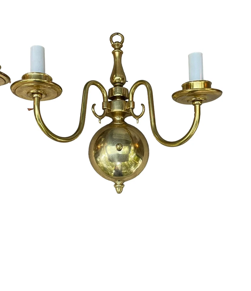 Pair of Vintage Brass French Country Gold Candelabras Sconces Candle Holders - Image 2 of 4