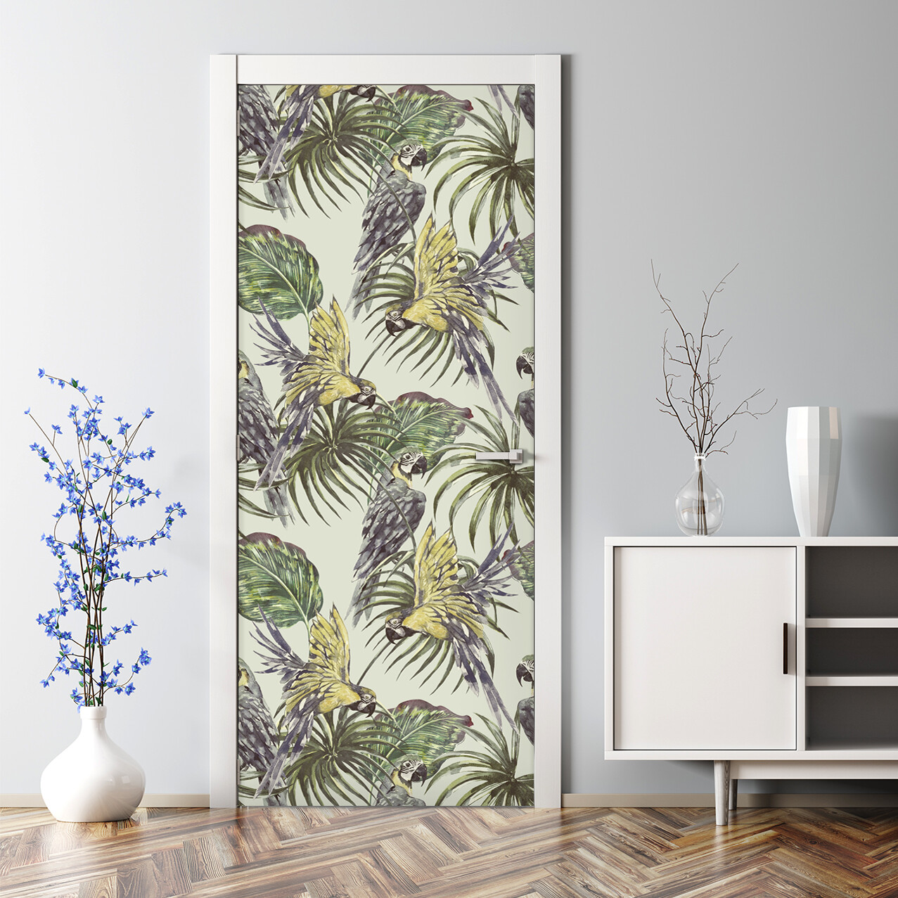 Parrots wildlife banana beach bird exotic Hawaiian Self adhesive Door Decal