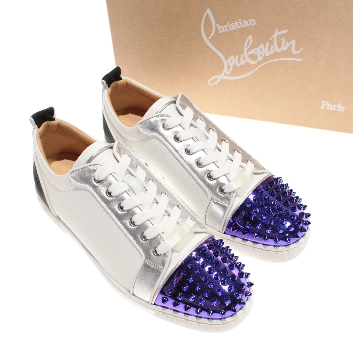 Louis Junior Spikes - Sneakers - Calf leather and spikes - White - Christian  Louboutin United States