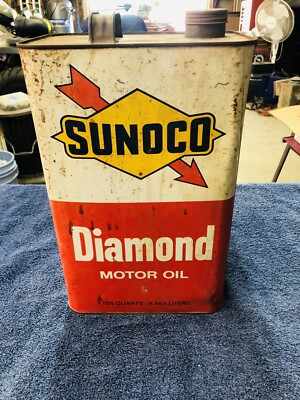 Vintage Sunoco 10 Quart Motor Oil Can Diamond.