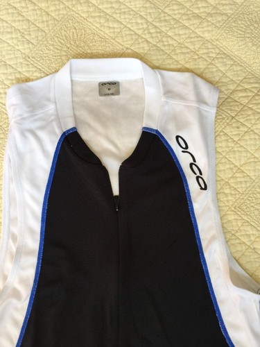 ORCA Equip Tri Tank Size Medium Black White Triathlon Dri-lite Sleeveless Shirt - Picture 2 of 12