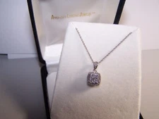 KAY/ZALES SUN DESIGN 34 DIAMOND CLUSTER HALO STERLING SILVER PENDANT & CHAIN