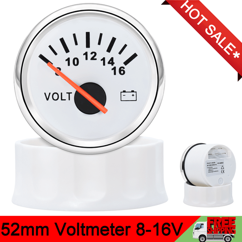 2'' 52mm 12V Car Marine LED Electrical Voltmeter Voltage Meter Gauge 8-16V Volt - Picture 1 of 12