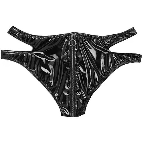 Women High Waist Patent Leather Thong Wet Look Bikini Briefs Panties Clubwear UK - Picture 7 of 29