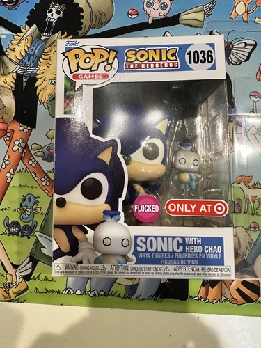 2024 Funko PoP Sonic The Hedgehog SONIC with HERO CHAO FLOCKED #1036, Target Ex