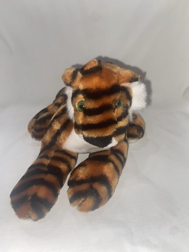 B.J. TOY COMPANY Vintage Plush Tiger Laying Down Pose Bead Filled Stuffed Animal - Picture 4 of 13