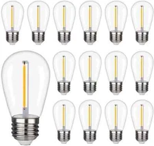 Waterproof S14 LED Light Bulbs Outdoor String Lights Replacement E26 Base 15Pack