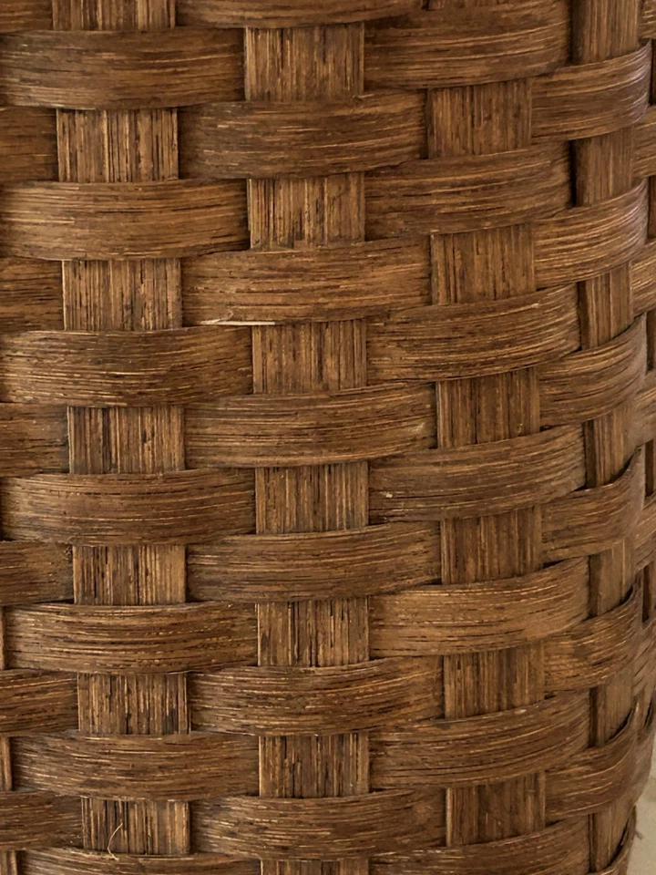 Antigua cesta de recolección de férulas grandes americanas antiguas talladas oscilante asas dobles Foto 4 de 4