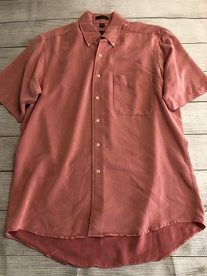 Arrow Shirt Mens Medium Pink Solid Short Sleeve Button Front Casual Ultra Soft