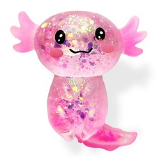 Axolotl Squishy Stress Relief Toy Glitter Fidget Toys Cute Malt Medium, Pink
