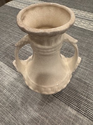 Vintage Noritake Ceramic Vase | Cream Crackle Glaze with Draped Swag Relief 