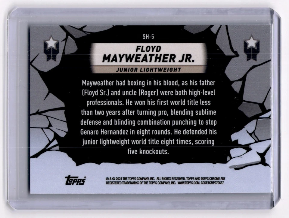 2024 Topps Chrome Boxing #SH-5 Floyd Mayweather Jr. Smash Hits - Image 2 of 2