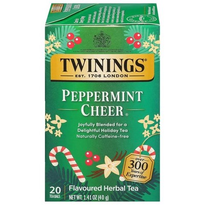 Twinings Peppermint Cheer Herbal Tea Individually , 20 Count (PACK OF 1 )