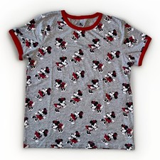Disney Minnie Mouse Ringer T-Shirt Gray Red Graphic Tee Women  s L Cotton