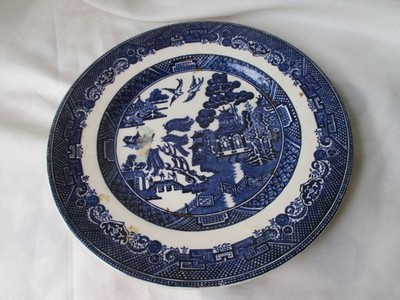 Johnson Brothers Willow Pattern Plate - Ironstone Vintage - 70er Jahre Sticker