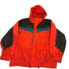 VTG Columbia Jacket/Windbreaker Men L Sportswear Outdoor Red GreenBlack Zip Snap