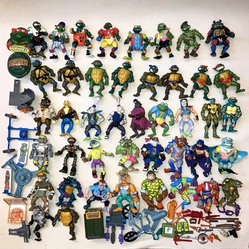 Big VTG Lot TMNT Ninja Turtles Playmates Figures, Accessories & Parts