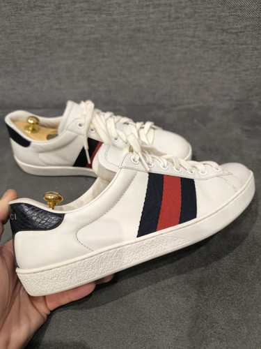 Women's Gucci Gucci Ace Leather ‘White Blue’Low Sneakers Size UK 4.5 EU 37 .5