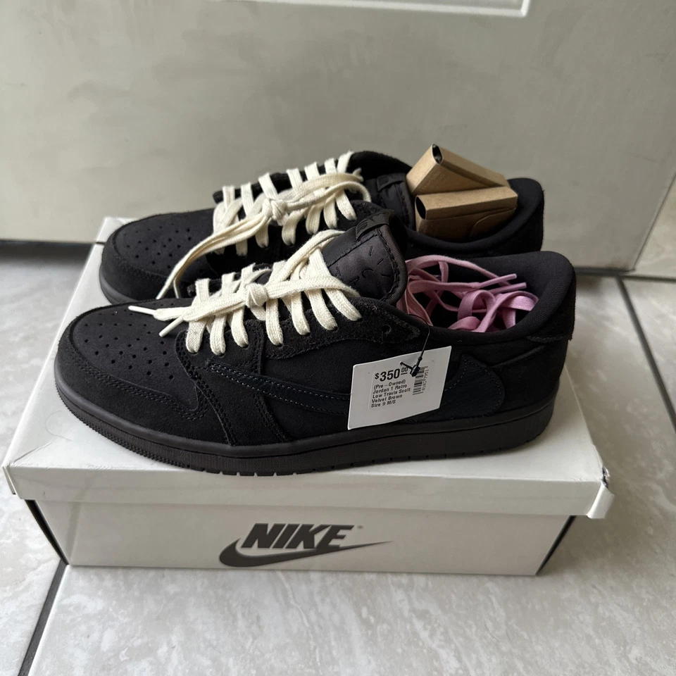 Zapatillas Travis Scott Jordan 1 Terciopelo Marrón - Talla 9 Foto 3 de 4