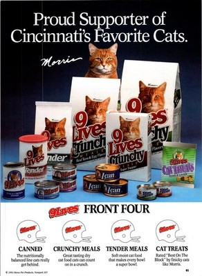 1991   9 LIVES Cat Food Morris Rare print ad lot   1990s CAT LOVERS MUST ADS.45