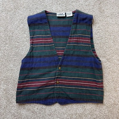 Vintage Northern Reflections Sweater Vest Womens Large Multicolor Stripe V Neck