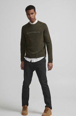 NN07 Edward Wool Crew Neck Slim Jumper, green, size M