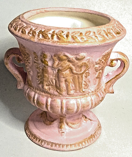Vintage Urn Pink w/Gold Accents 4" Tall