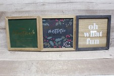 Christmas Holiday Wooden Sign D cor - 3-Pack - New